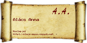 Alács Anna névjegykártya