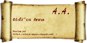 Alács Anna névjegykártya
